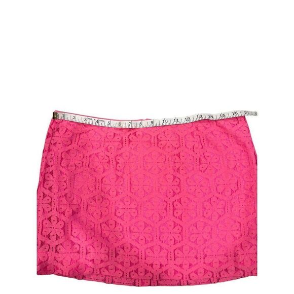 Lilly Pulitzer Pink Lace Overlay Low Rise Mini Skirt Size 8 Pink - Picture 3 of 10
